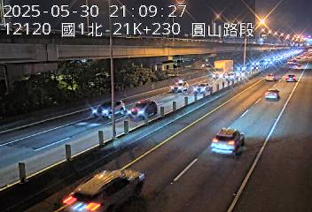 國道1號 北上 21K+230 圓山交流道到內湖交流道 距離0.8公里 氣溫22.8度