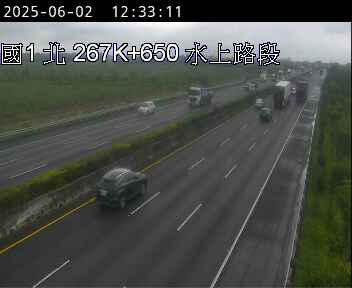 國道1號 北上 267K+650 水上交流道到嘉義交流道 距離2.7公里 氣溫24.9度