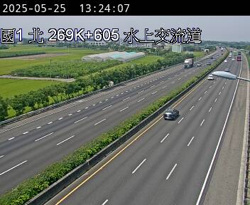 國道1號 北上 269K+600 水上交流道到嘉義交流道 距離3.2公里 氣溫24.8度