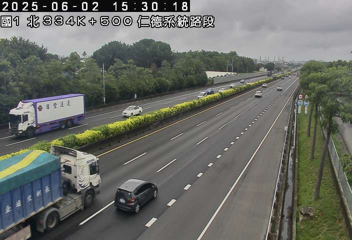國道1號 北上 334K+490 仁德服務區到仁德系統交流道 距離1.3公里 氣溫25.5度