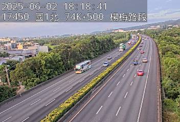 國道1號 北上 74K+500 湖口交流道到高架楊梅端 距離2.4公里 氣溫24度