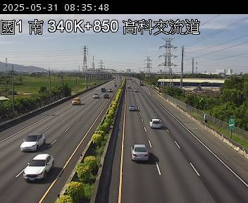 國道1號 南下 340K+800 路竹交流道到高科交流道 距離2.0公里 氣溫24.7度