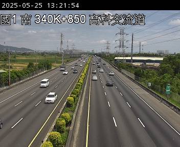 國道1號 南下 340K+800 路竹交流道到高科交流道 距離2.1公里 氣溫23.3度