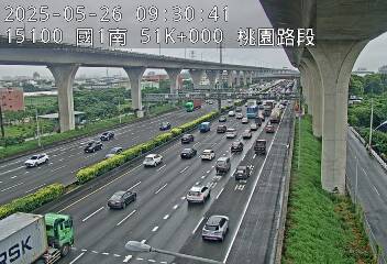 國道1號 南下 51K+000 桃園交流道到機場系統交流道 距離1.6公里 氣溫18.9度