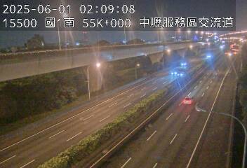 國道1號 南下 55K+000 機場系統交流道到中壢服務區 距離1.1公里 氣溫24.6度