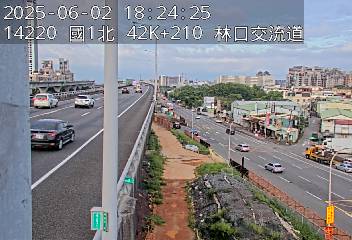 國道1號五股楊梅高架道路 北上 42K+210 機場系統交流道到泰山轉接道交流道 距離0.1公里 氣溫22.7度