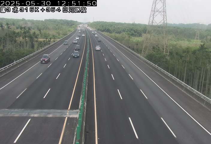 國道3號 北上 315K+354 東山服務區到白河交流道 距離4.5公里 氣溫22.5度