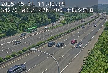國道3號 北上 42K+700 土城交流道到中和交流道 距離1.3公里 氣溫24.9度
