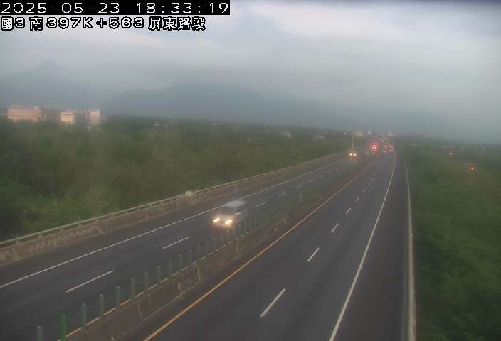 國道3號 南下 397K+563 屏東交流道到長治交流道 距離1.4公里 氣溫33.9度